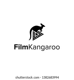 kangaroo with film simple unique logo designs
