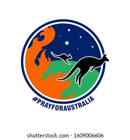 A Kangaroo with Fire Burning background, Australia is on fire, Pray for Australia, Vector and Illustration
