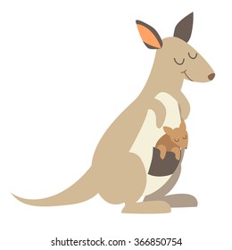 Kangaroo. Flat cartoon vector illustration, isolate on white  background