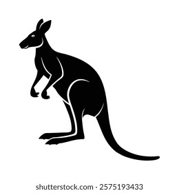 kangaroo Flat Icon illustration kangaroo carrying a joey in its pouch vector silhouette