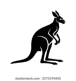 kangaroo Flat Icon illustration kangaroo carrying a joey in its pouch vector silhouette