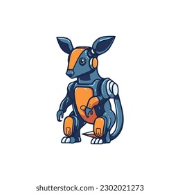 kangaroo full body robot logo modern