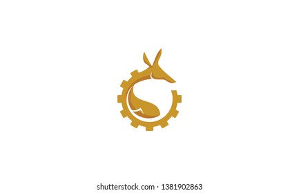 Kangaroo and gear logo vector icon