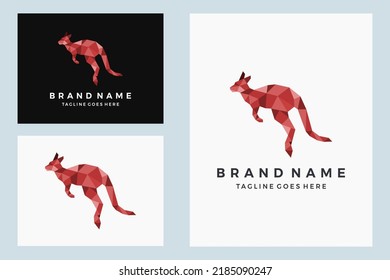 Kangaroo geometric logo colorful template.,low poly, polygonal design