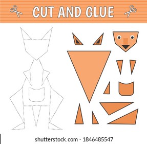 A kangaroo of geometric shapes. Cut and glue. Children's game. Constructor, application.  Vector illustration