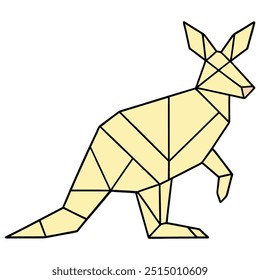 Kangaroo in geometric shapes on white   