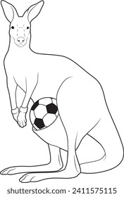 Kangaroo Goalkeeper Soccer Sports Animal Vector Graphic Art Illustration