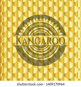 Kangaroo golden badge. Scales pattern. Vector Illustration. Detailed.