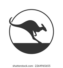 Kangaroo graphic icon. Kangaroo sign in the circle isolated on white background. Vector illustration