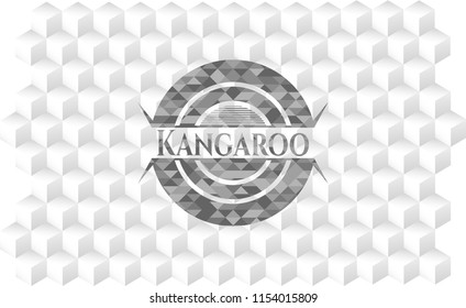 Kangaroo grey badge with geometric cube white background
