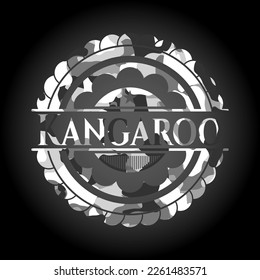 Kangaroo grey camo emblem. Vector Illustration. 