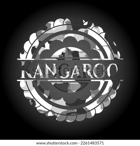 Kangaroo grey camo emblem. Vector Illustration. 