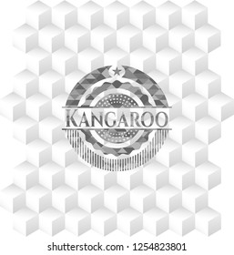 Kangaroo grey emblem with geometric cube white background