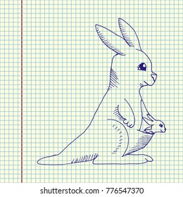 Kangaroo hand drawn sketch. Australia kangaroo. Vector illustration