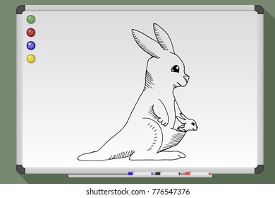 Kangaroo hand drawn sketch. Australia kangaroo. Vector illustration