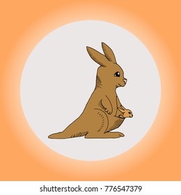 Kangaroo hand drawn sketch. Australia kangaroo. Vector illustration