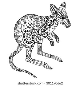 Kangaroo. Hand drawn vector illustration