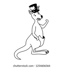 kangaroo with hat australian flag