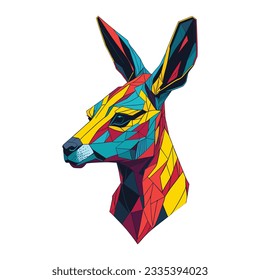 Kangaroo head colorful concept in isolated vector illustration on white background.