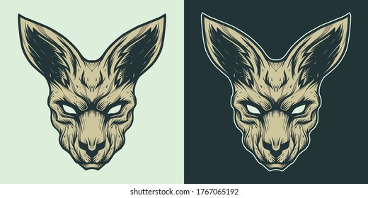 Kangaroo Head Mascot Logo Illustration