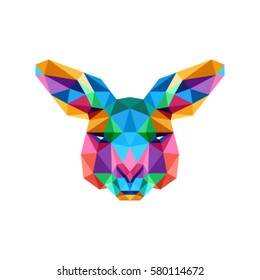 KANGAROO HEAD POLYGONAL LOW POLY GEOMETRIC STYLE