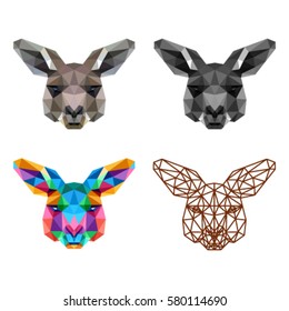 KANGAROO HEAD POLYGONAL LOW POLY GEOMETRIC STYLE