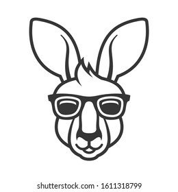 Kangaroo Head in Sunglasses Icon. Logo on White Background. Vector