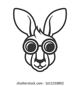 Kangaroo Head in Sunglasses Icon. Logo on White Background. Vector