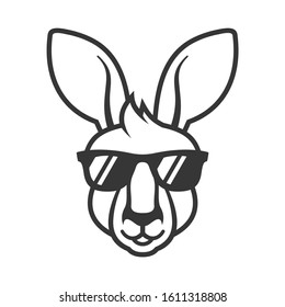 Kangaroo Head in Sunglasses Icon. Logo on White Background. Vector