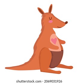 kangaroo with heart cartoon icon