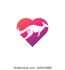 Kangaroo heart colorful shape logo design concept