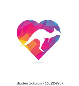 Kangaroo heart shape concept vector logo design. Creative kangaroo nature logo design concept.