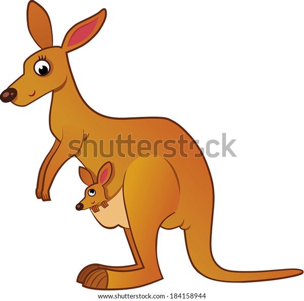 Kangaroo Her Baby Stock Vector Royalty Free