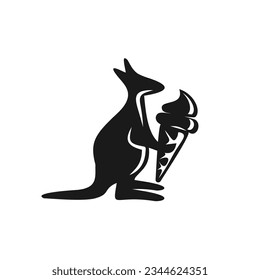 kangaroo holding ice cream illustration vector