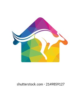 Kangaroo home shape logo design concept. Australian real estate agency or construction company logo design concept.