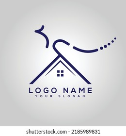 Kangaroo home shape logo design concept. Australian real estate or construction logo design