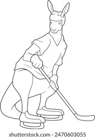 Kangaroo Ice Hockey Ice hockey stick Sports Animal Vector Graphic Art Illustration