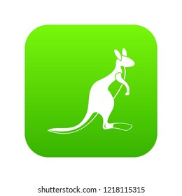 Kangaroo icon digital green for any design isolated on white vector illustration