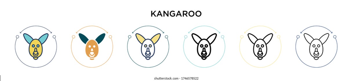 Kangaroo icon in filled, thin line, outline and stroke style. Vector illustration of two colored and black kangaroo vector icons designs can be used for mobile, ui, web