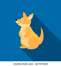 Kangaroo icon flat. Singe animal icon from the big animals flat.