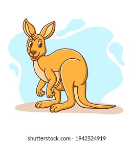 Icono canguro Niños Caricaturistas. Ilustración Del Vector De Mascota De Caracteres Cutos Con El Logo De Australia
