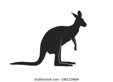 kangaroo icon side view. Australia logo symbol. isolated vector black and white silhouette image