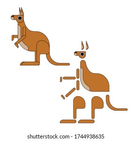 Kangaroo Illustration Simple Flat Minimalist Vector After Effects Riggable Character