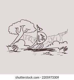 Vector de ilustración canguro con arte de línea. Adecuado para su diseño