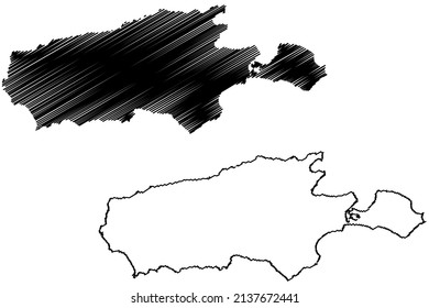 Kangaroo island (Great Australian Bight, Commonwealth of Australia) map vector illustration, scribble sketch Karta Pintingga or Kartan people map