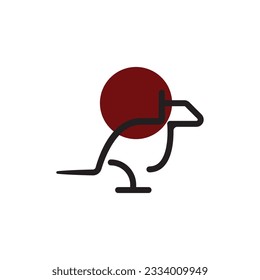 kangaroo japan logo design illustration.