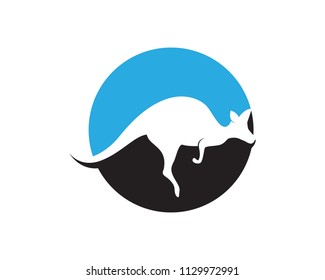 Kangaroo jump animal logo