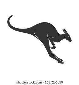 Kangaroo in jump graphic icon. Kangaroo black sign isolated on white background. Symbol of Australia. Vector illustration