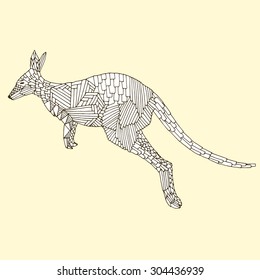 Kangaroo jump. Hand drawn vector illustration. Good for T-shirt, bag or whatever print. Vector illustration