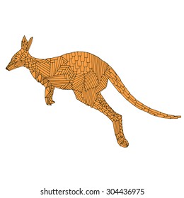 Kangaroo jump. Hand drawn vector illustration. Good for T-shirt, bag or whatever print. Vector illustration